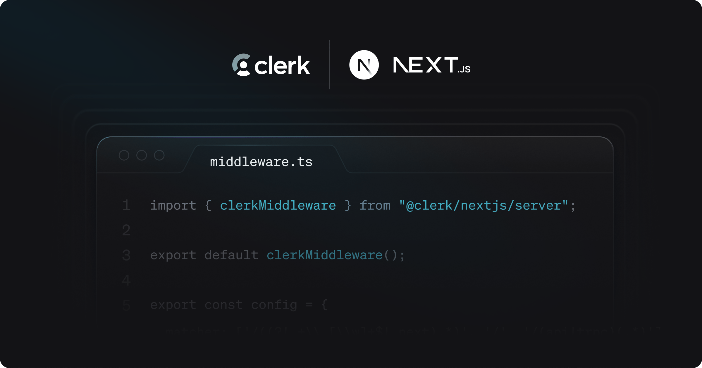 Code snippet to showcase Clerk's new Next.js middleware. For the full code snippet shown here continue reading.