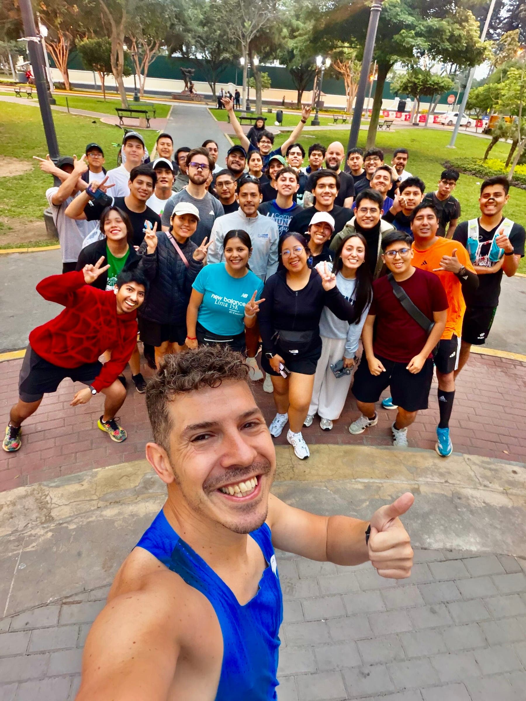 Selfie with a meetup group gathered in a park
