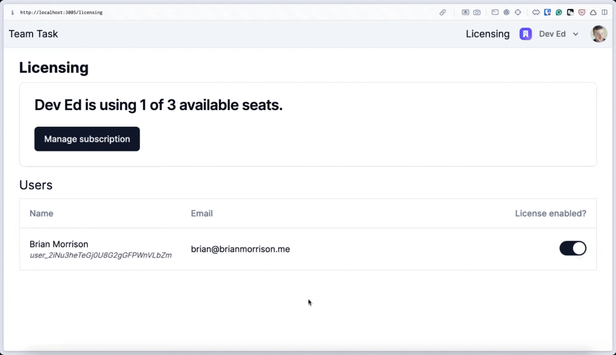 A demo of managing licenses with Stripe