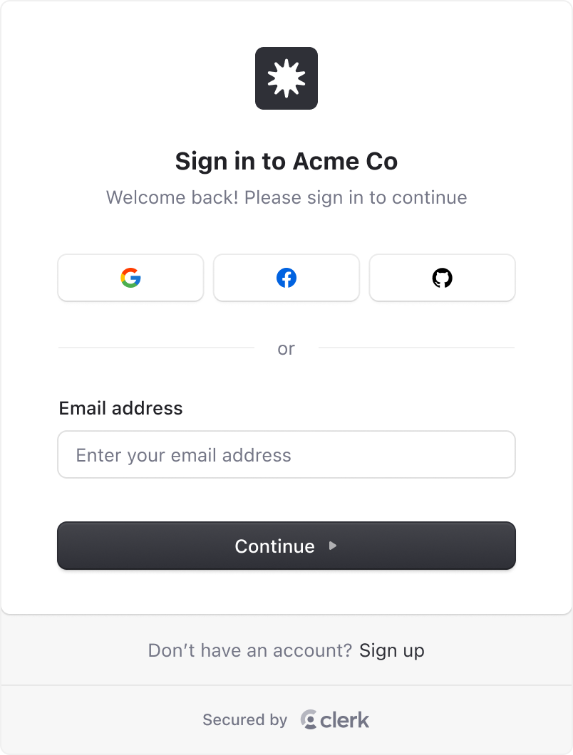 A sign-in form with a light theme
