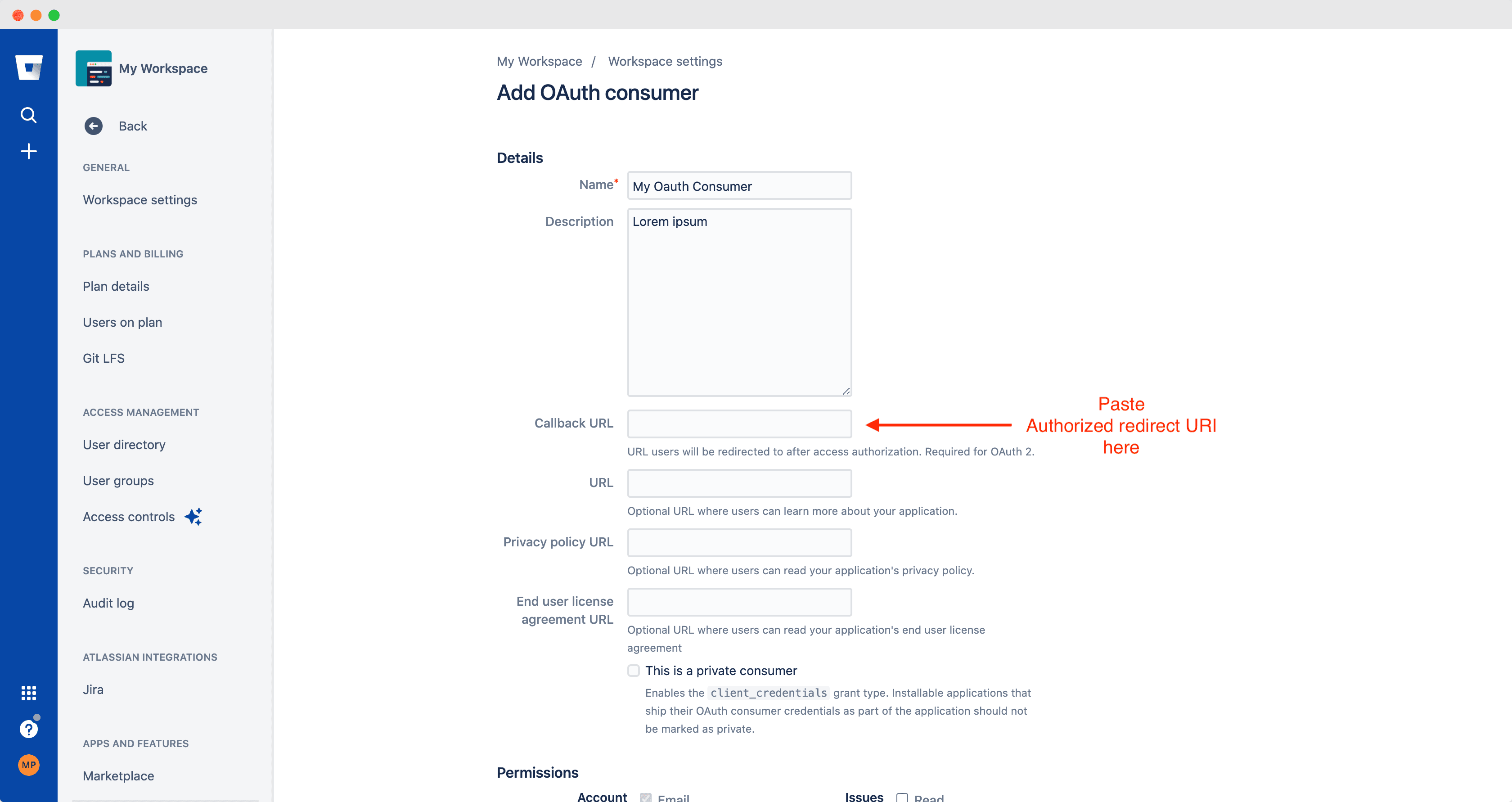 OAuth consumer creation