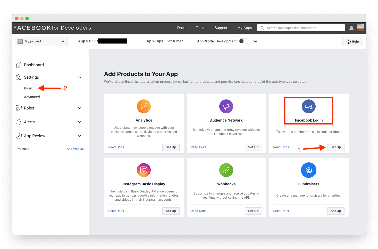 Enabling Facebook sign-in for your app