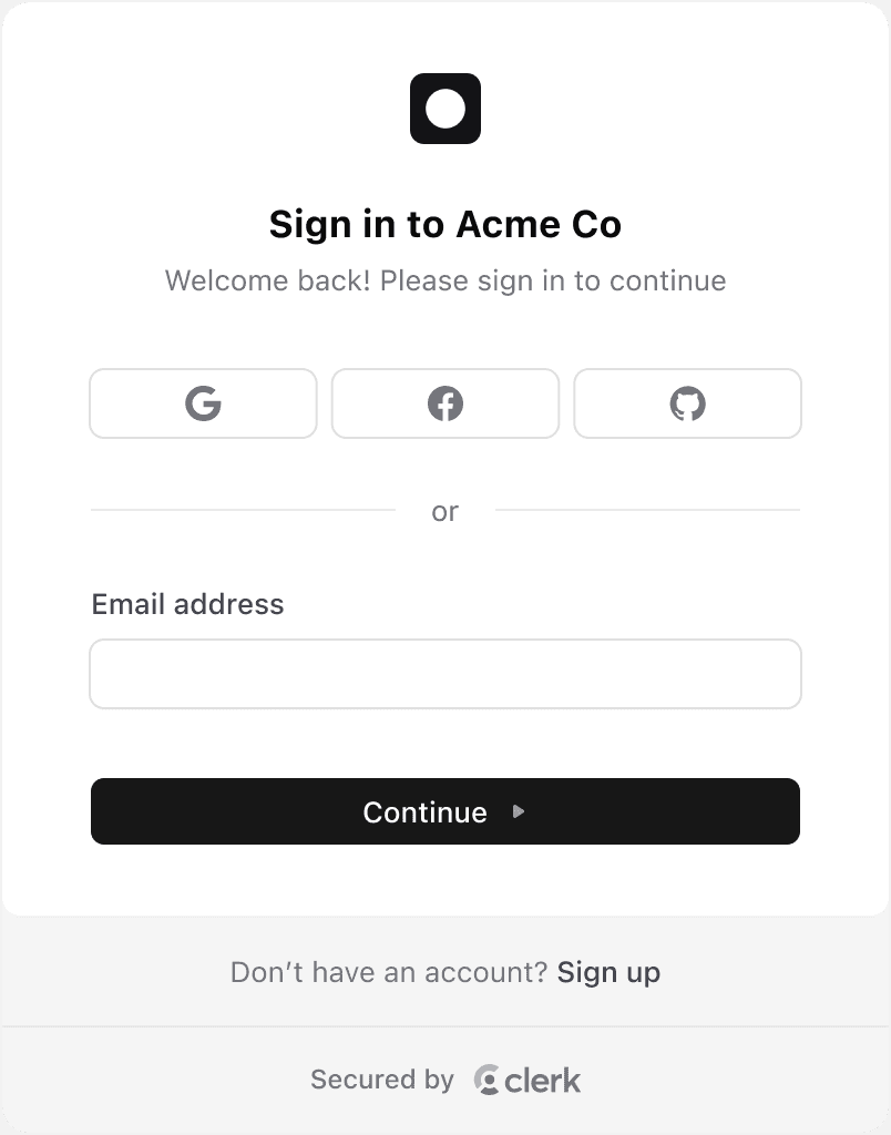 A sign-in form with a simple theme