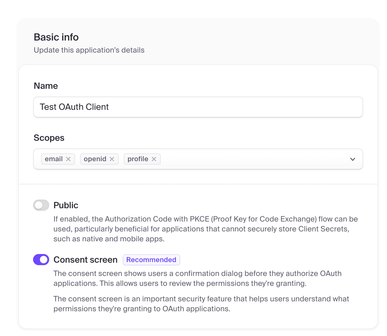 OAuth Consent Screen Toggle