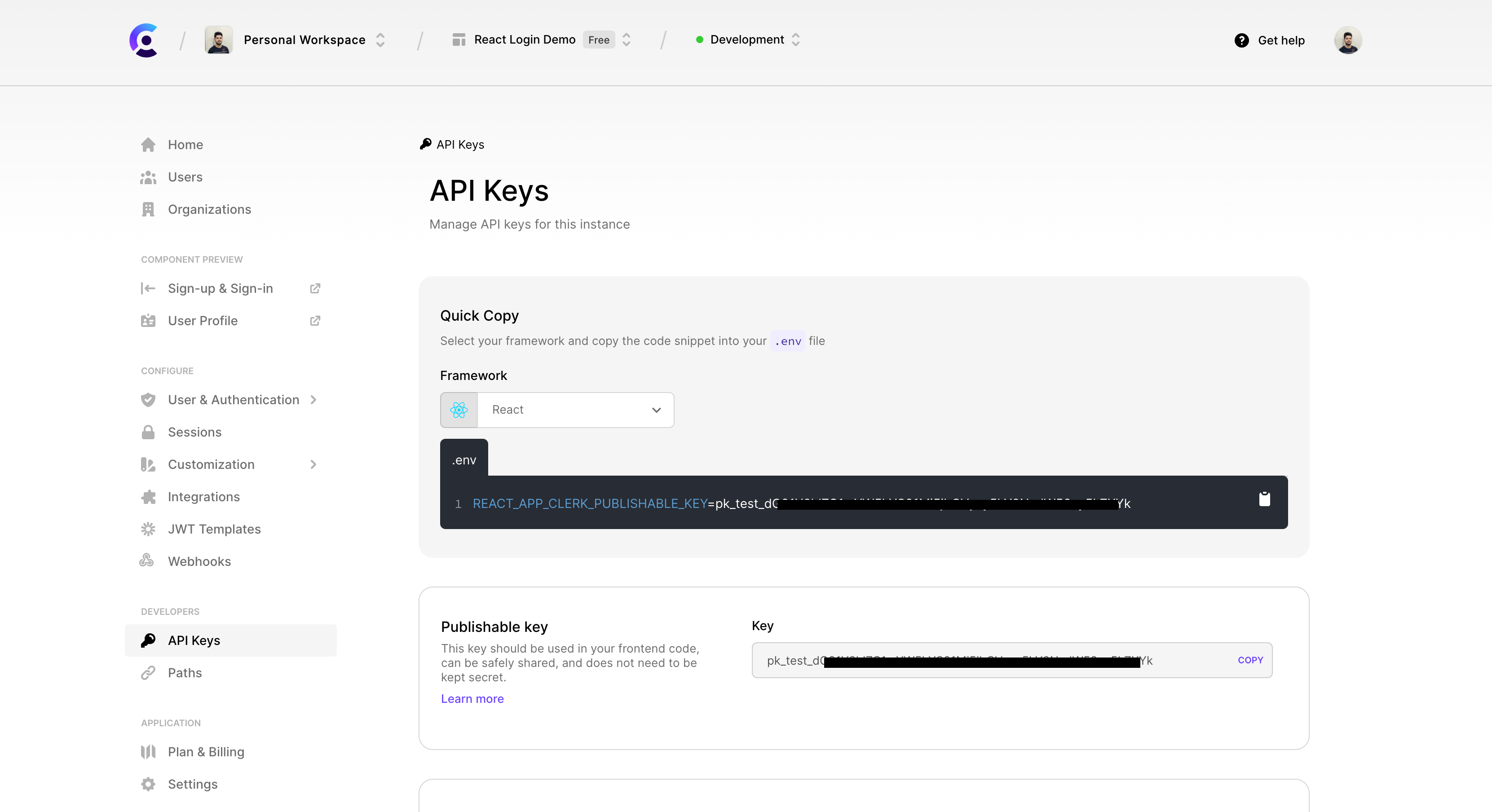 Publishable API key