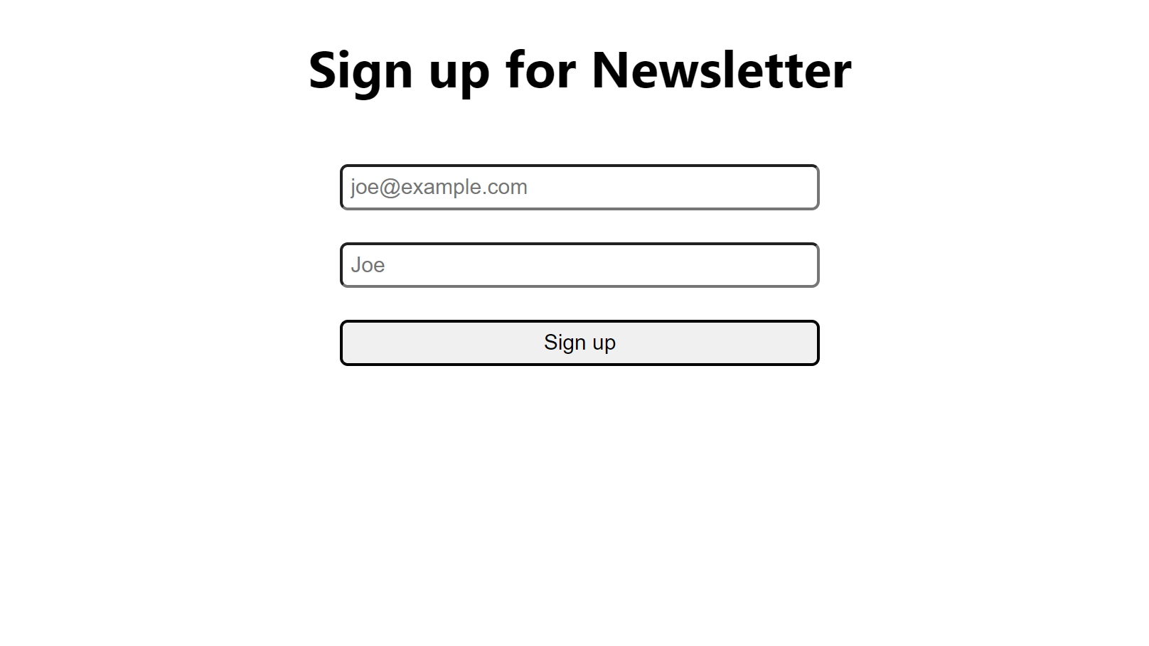 Sign-up form with styles