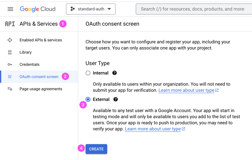 Create a new OAuth consent screen