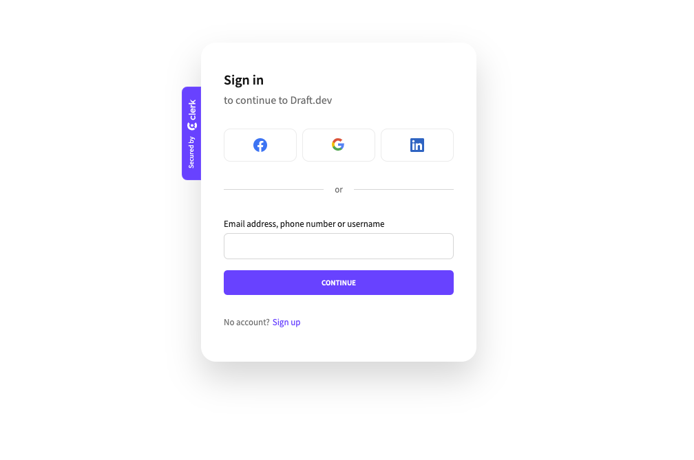 Sign-in page using Clerk