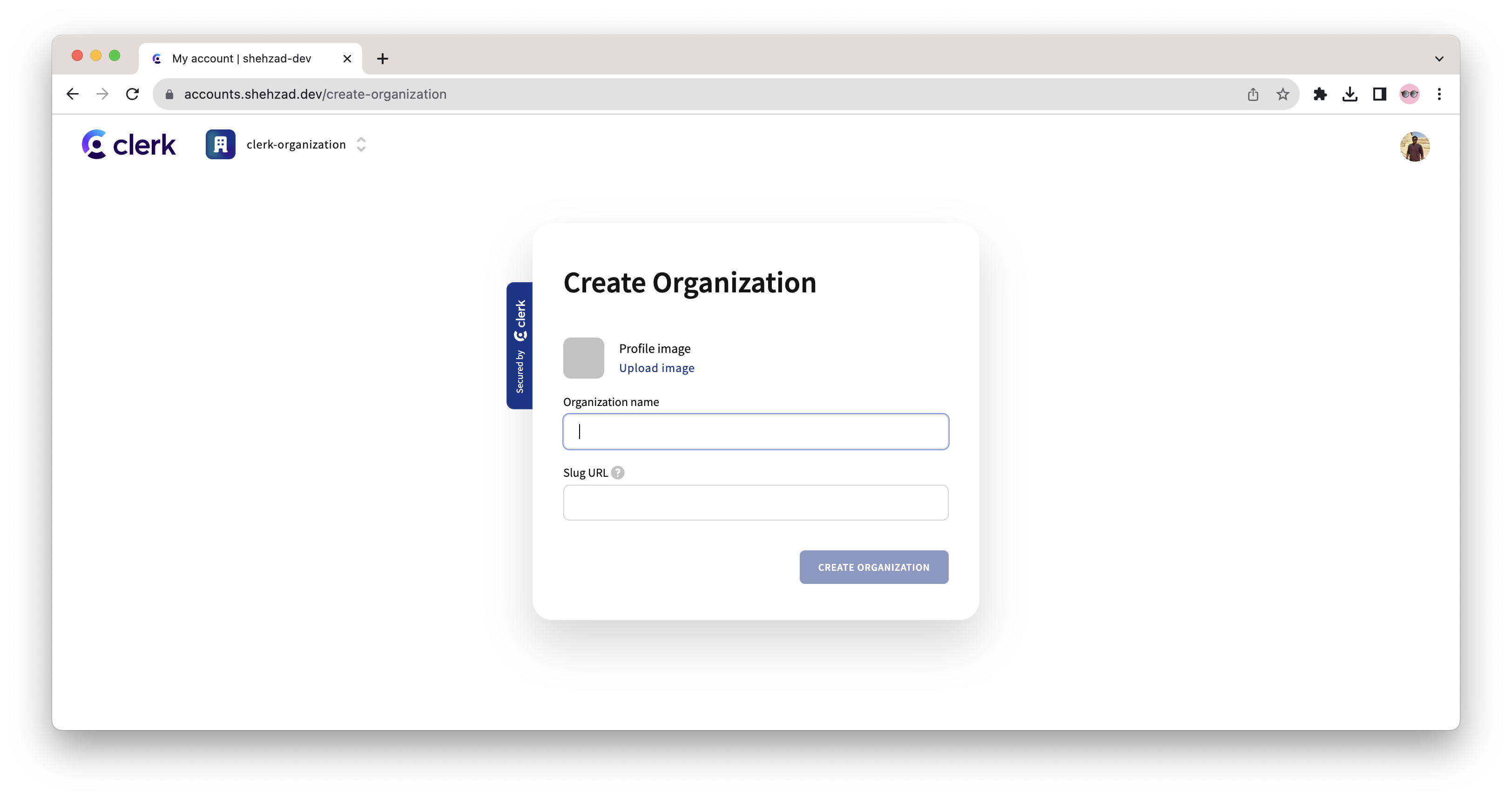 Create Organization flow in Account Portal