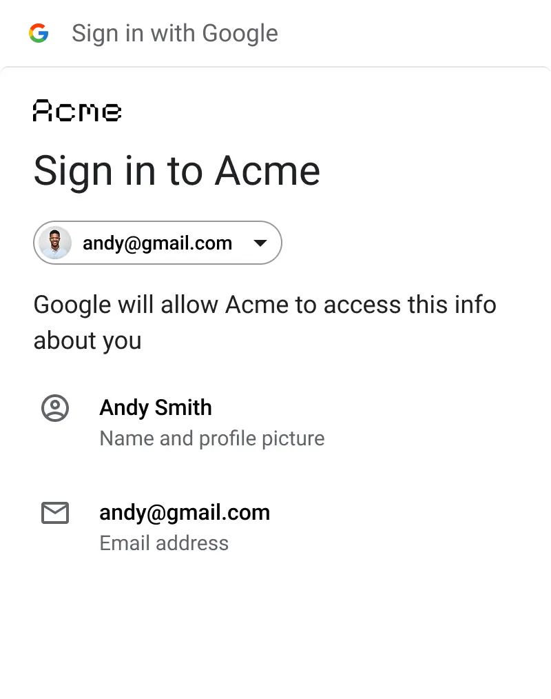 Sign up with Google