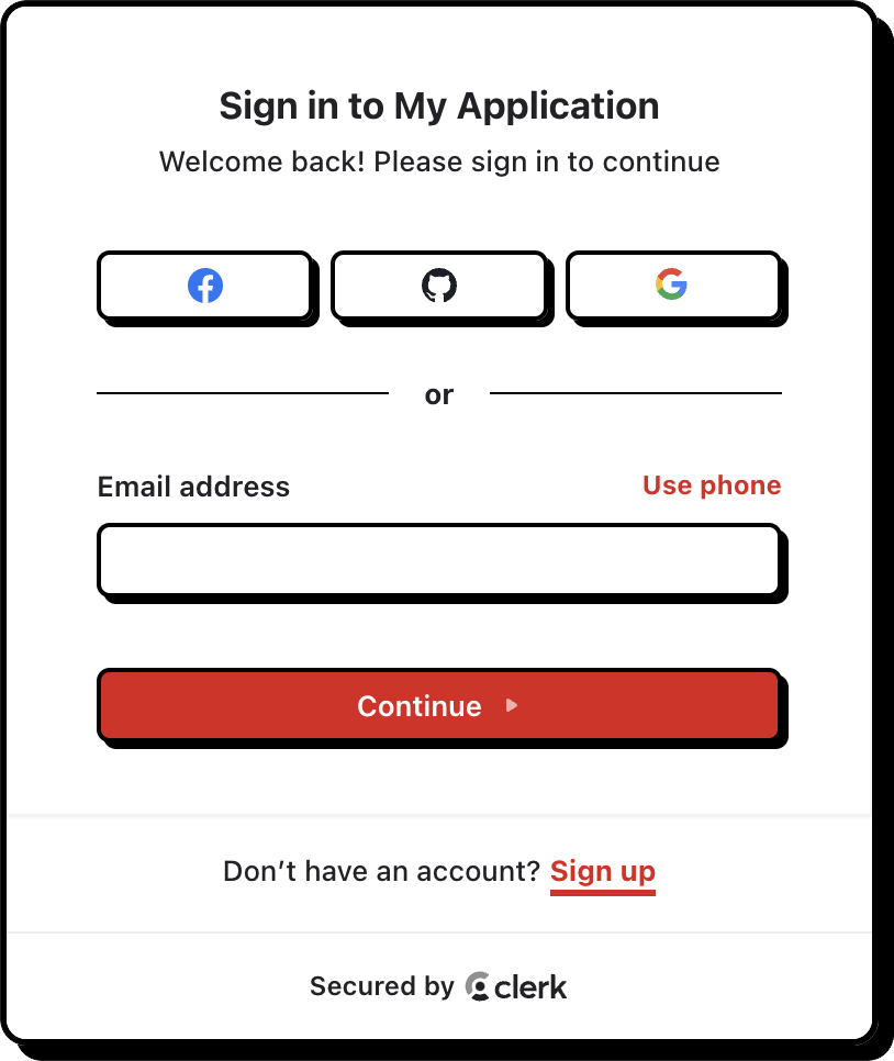 A sign-in form with a neobrutalist red theme