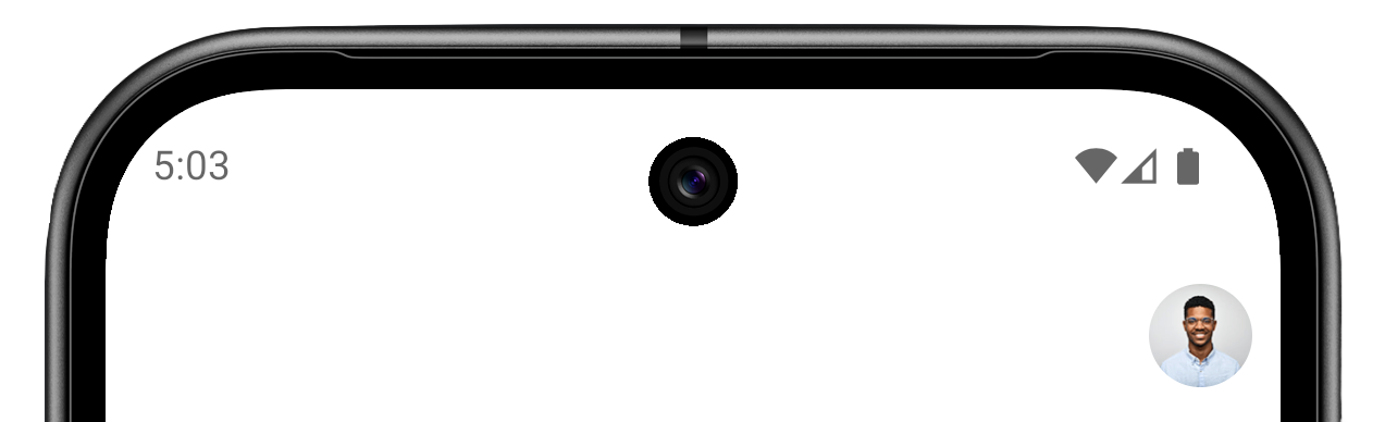 The UserButton is a circular button that displays the signed-in user's profile image on Android.