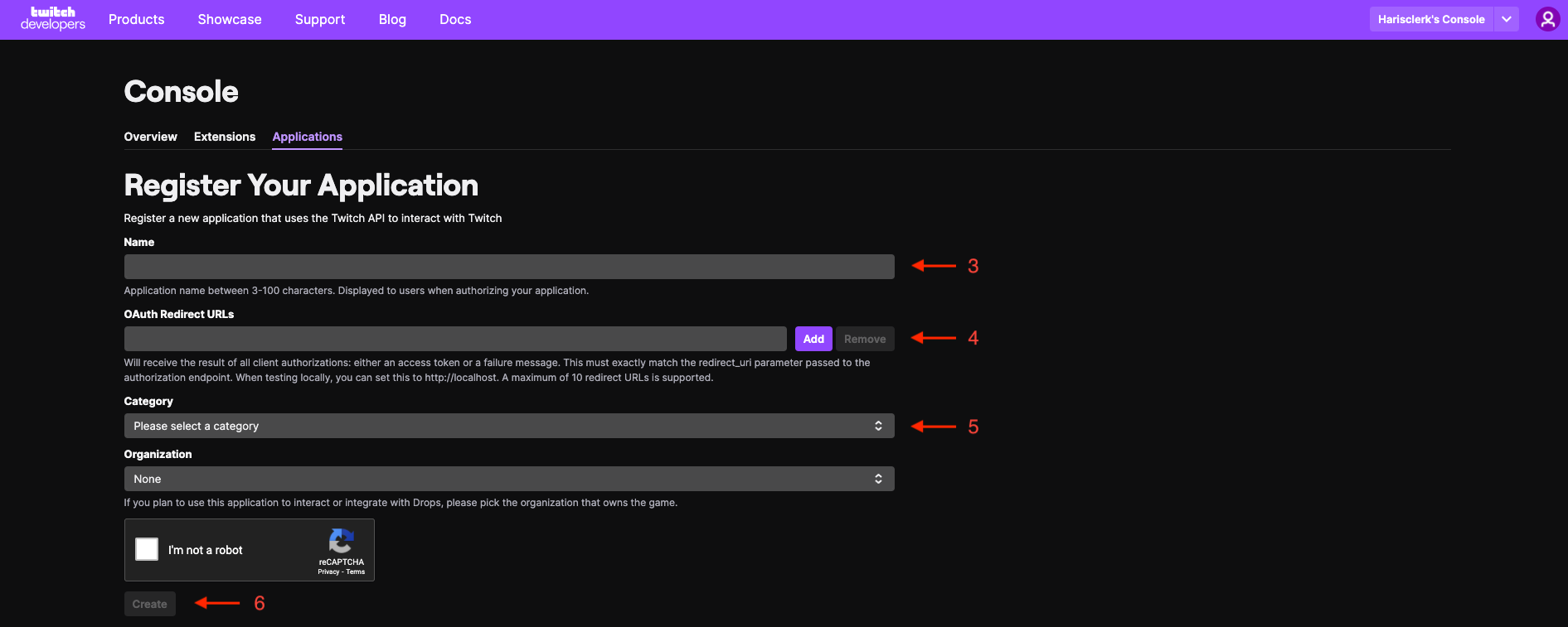 Creating an OAuth Twitch app