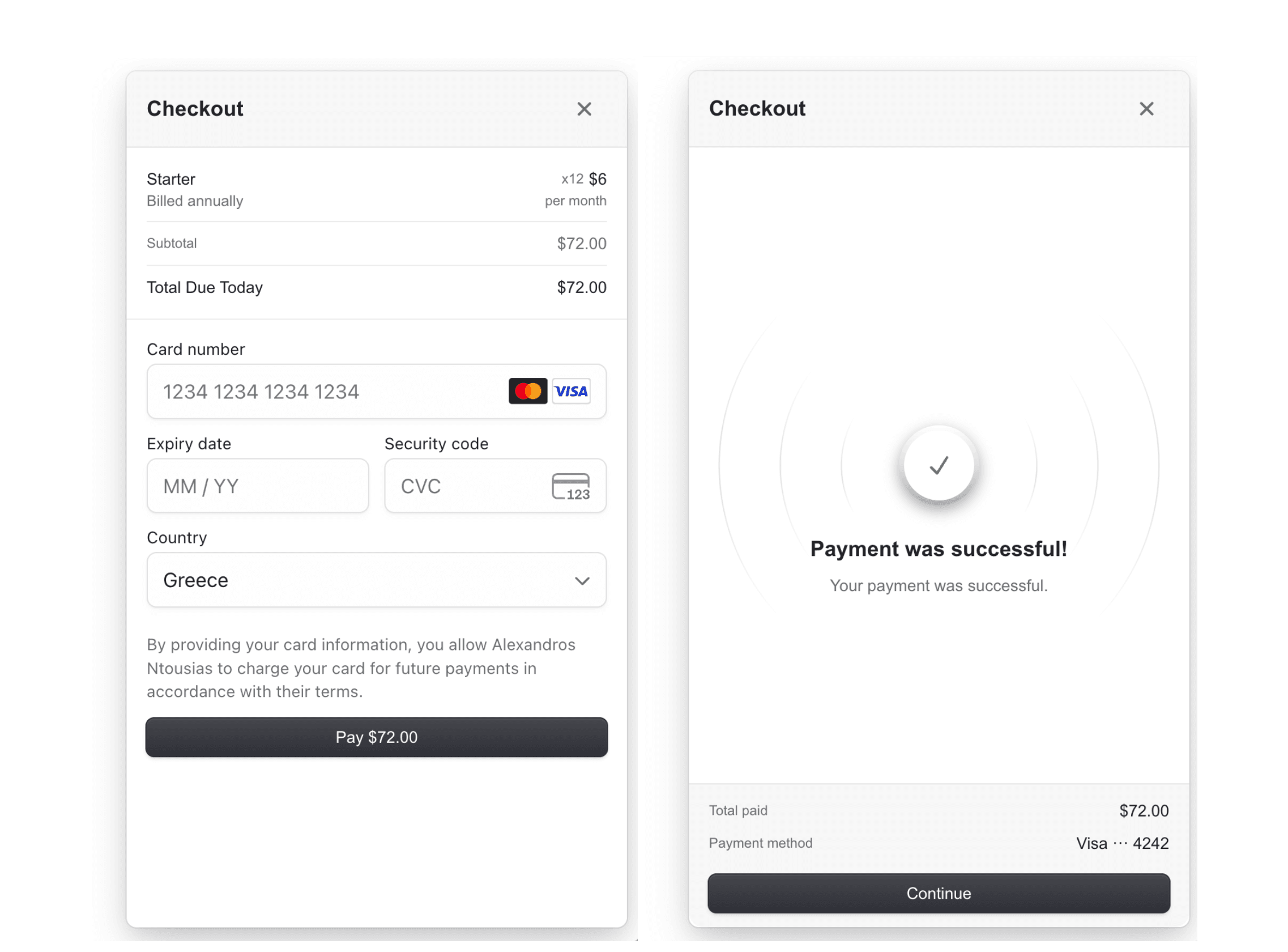 The <CheckoutButton /> component renders a button that opens the checkout drawer.