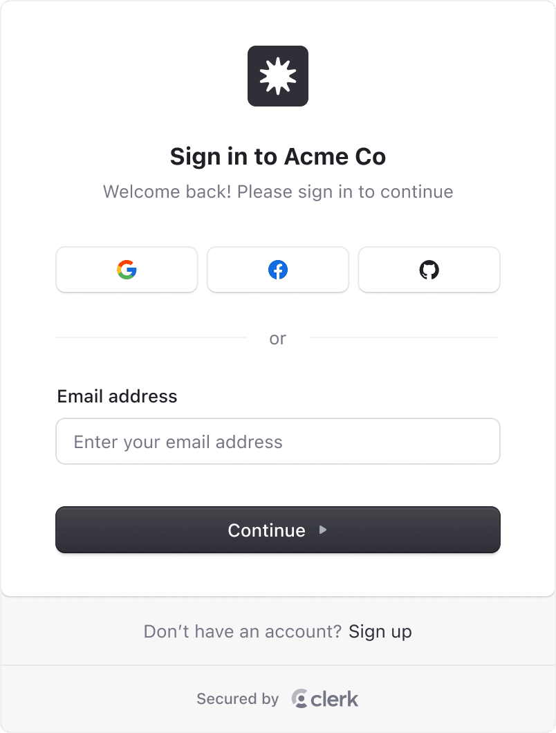 A sign-in form with a light theme