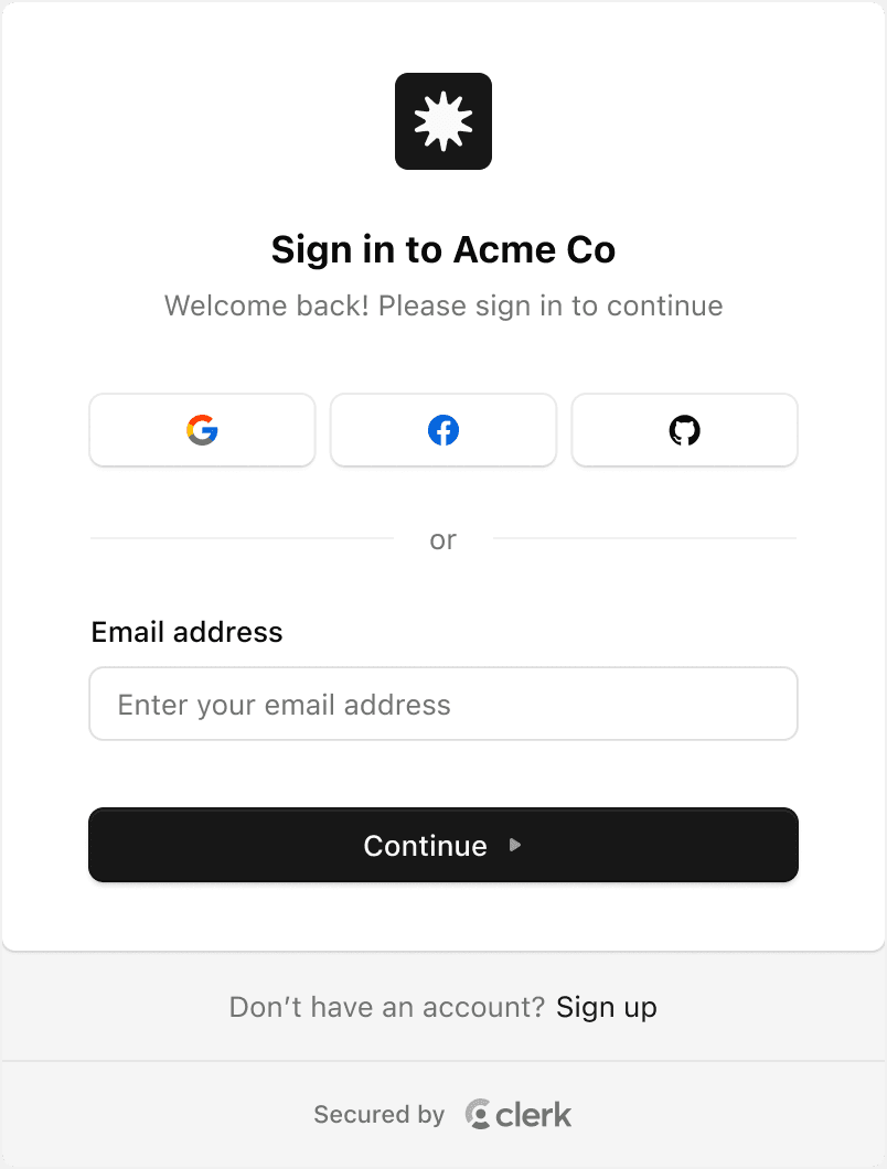 A sign-in form with a shadcn theme in light mode