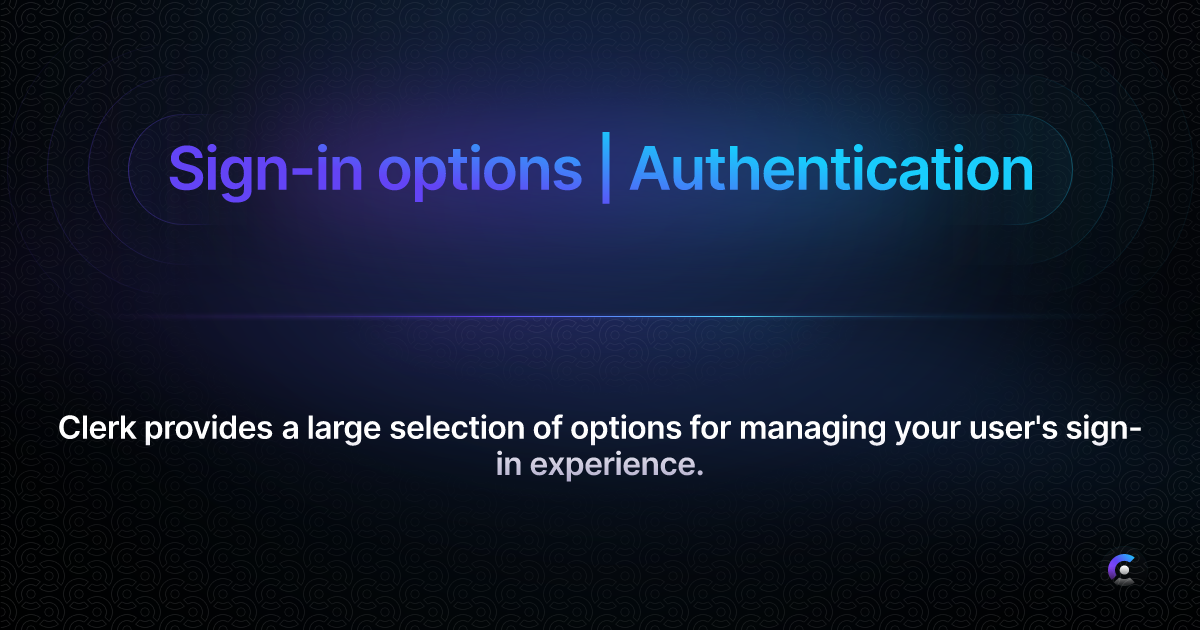 Sign-in options, Authentication